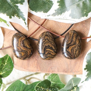 Stromatolite Polished Necklace Pendant - Drilled Stone Jewelry - Oval Shape Fossil Bead Smooth Pierced - Gemstone Growth Transformation