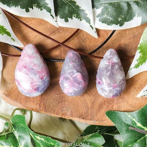 Rubellite Lepidolite Feldspar Polished Necklace - Pendant Drilled Stone Jewelery Pierced Teardrop Bead Gemstone Overcoming • Balance • Peace