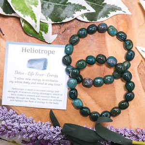 Heliotrop Edelstein Armband / Barock Kuschelstein Trommelstein Schliff Perlen Schmucksteine Naturstein Stretch Edelstein Herren Damen
