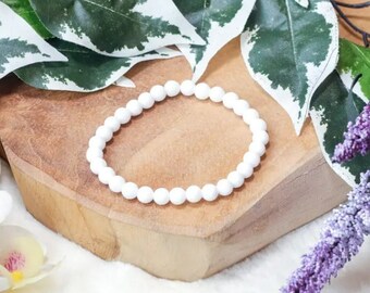 White Barite Bracelet / Round Beads 6mm High Grade Quality Genuine Natural Gemstone Stone Beaded Carved Jewelry Men Women Crystal Bead Gem