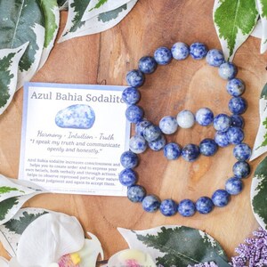 Azul Bahia Sodalite Bracelet / Round Beads 10mm High Grade Quality Genuine Natural Gemstone Stone Beaded Jewelry Men Women Crystal Bead Gem