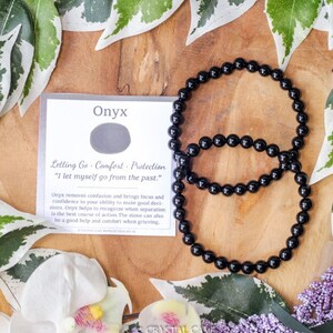 Onyx Bracelet / Round Beads 6mm High Grade Quality Genuine Natural Gemstone Stone Beaded Carved Jewelry Men Women Crystal Bead Gem Real Rock
