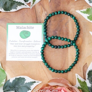 Malachite Bracelet / Round Beads 6mm High Grade Quality Genuine Natural Gemstone Stone Beaded Carved Jewelry Men Women Crystal Bead Gem Real