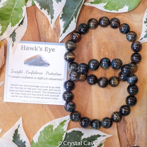 Hawk&#39;s Eye Bracelet Round Beads 12mm High Grade Quality Genuine Natural Gemstone Stone Beaded Jewelry Men Women Crystal Bead Gem Blue Tiger