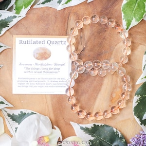 Rutilated Quartz Bracelet / Round Beads 10mm High Grade Quality Genuine Natural Gemstone Stone Beaded Jewelry Men Women Crystal Bead Rutile