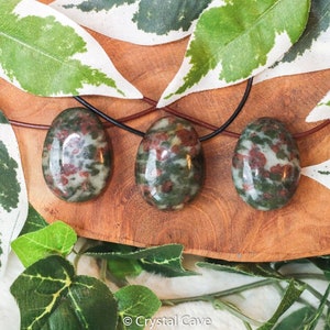 Ecologite Polished Necklace Pendant - Drilled Stone Jewelry Teardrop Smooth Pierced Omfacite Crystal Gemstone Kundalini • Compassion • Love