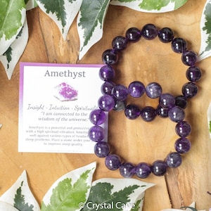 Amethyst Bracelet / Round Beads 12mm High Grade Quality Genuine Natural Gemstone Stone Beaded Carved Jewelry Men Women Crystal Bead Gem