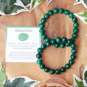 Malachite Bracelet / Round Beads 10mm High Grade Quality Genuine Natural Gemstone Stone Beaded Carved Jewelry Men Women Crystal Bead Real