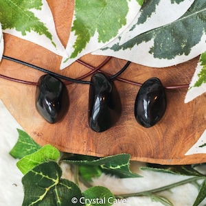 Black Spinel Polished Necklace Pendant - Drilled Stone Jewelry Tumble Stone Free Form Pierced Bead Gemstone Innovation Confidence Ambition