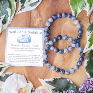Azul Bahia Sodalite Bracelet / Round Beads 8mm High Grade Quality Genuine Natural Gemstone Stone Beaded Jewelry Men Women Crystal Bead Gem