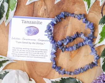 Tansanit-Armband / Einheitsgröße Edelsteinschmuck Steinperlen Edelstein geteiltes Armband geteilter Stein Stein Hochwertig Mitgefühl Liebe