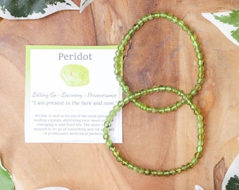 Peridot Bracelet / Round Beads 4mm High Grade Quality Genuine Natural Gemstone Stone Beaded Carved Jewelry Men Women Crystal Bead Olivine