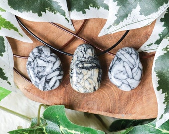 Pinolite Necklace Pendant / Drilled Stone Polished Crystal Jewelry Oval Rock Bead Healing Gemstone Care Stability Creativity Pinolith Flower