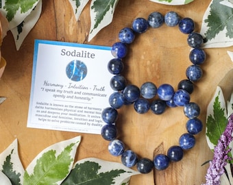 Sodalite Bracelet / Round Beads 12mm High Grade Quality Genuine Natural Gemstone Stone Beaded Jewelry Men Women Crystal Bead Gem Rock Blue