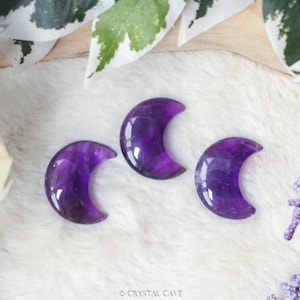 Amethyst-Mond – Mond-Kuschelstein-Edelstein/Halbmond-Hexe, spirituelles Geschenk, Kristallgitter, Hexerei-Stein, polierte Gravur, Schnitzerei