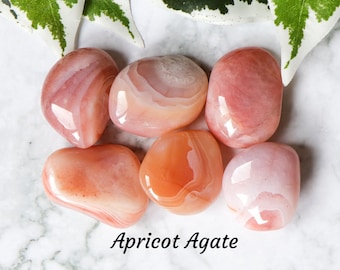 Pink Apricot Agate Crystal - Tumbled Stone - Polished Stone - Gemstone / Family, Care, Self-Acceptance / Zodiac Taurus Gemini Heart Chakra