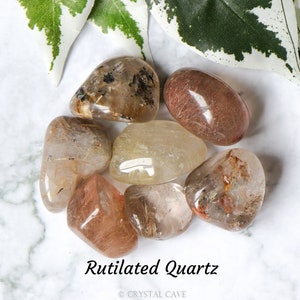 Rutilated Quartz Crystal - Tumbled Stone Polished Gemstone / Awareness Manifestation Strength / Golden Rutile Mineral Taurus Zodiac Brazil