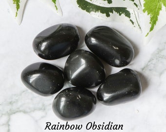 Rainbow Obsidian Crystal - Tumbled Stone Polished Gemstone / Pleasure • Letting Go • Resilience / Zodiac Capricorn Scorpio Black Gem Mexico