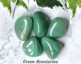 Green Aventurine Crystal - Tumbled Stone Polished Gemstone / Happiness Prosperity Wealth / Zodiac Virgo Libra Heart Chakra Gem Rock India