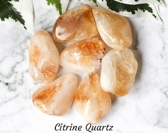 Citrine Quartz Crystal - Tumbled Stone Polished Gemstone / Confidence Self Respect Individuality Leo Solar Plexus Heated Amethyst Brazil