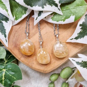 Citrine Quartz Silver Pendant -Sterling Silver 925 Necklace Ring Stone Crystal Jewelry Genuine Natural Gemstone Gift Her Him Women Men Chain