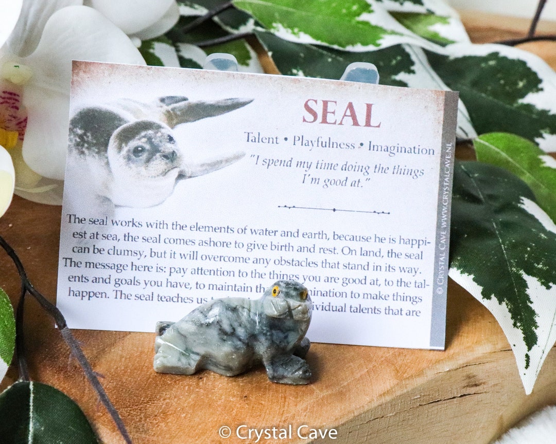 Soapstone Seal Spirit Animal Totem Power Gemstone Crystal Stone Statue