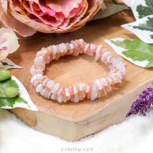 Moonstone Sunstone Bracelet / One Size Gemstone Jewelry Stretch Stone Beads Crystal Chip Rough High Grade Quality Spiritual Rock / Moon Sun