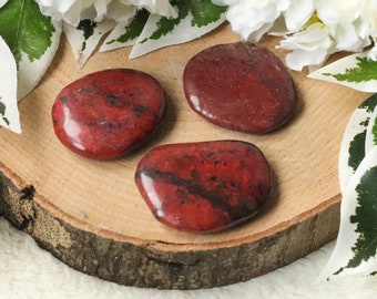 Piedra de bolsillo de cuprita, cabujones de palma, piedra de mano, piedra natural pulida, piedra preciosa, piedra pulida, disco plano, roca fina, macramé