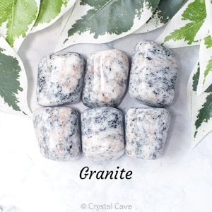 Granite Crystal - Tumbled Stone Polished Gemstone / Power • Abundance • Protection / Tumble Rock Smooth Rare Specimen Unique Grey White