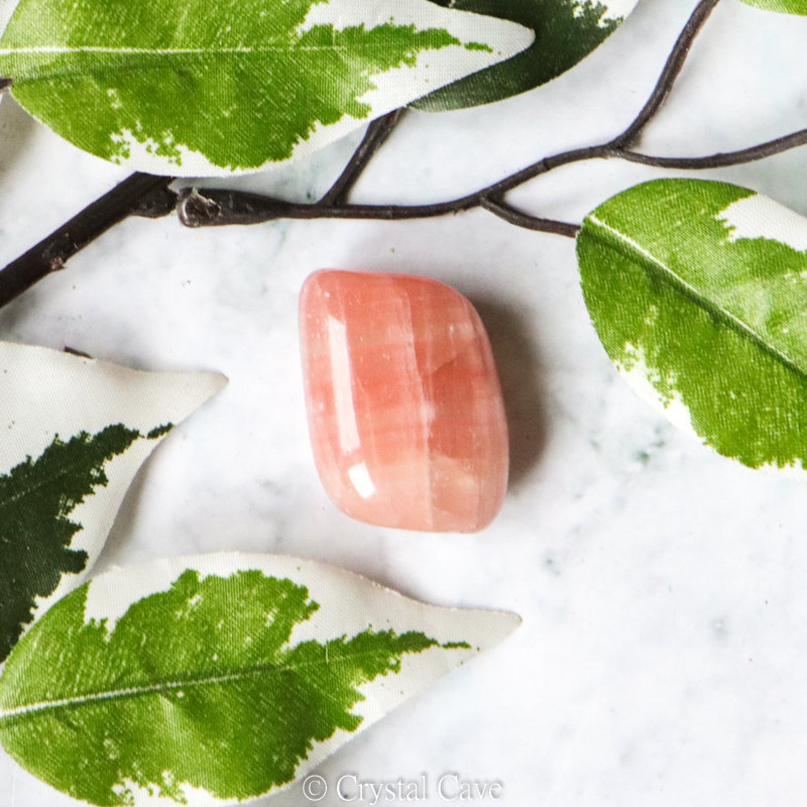 Peach Calcite Crystal Tumbled Stone Polished Stone Etsy