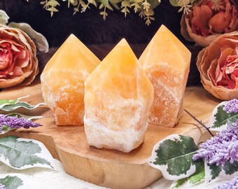 Orange Calcite Generator Obelisk Tower Point Sculpture - Gemstone Interior Decoration Carving Pyramid XL Stone Free Form Energy Spiritual
