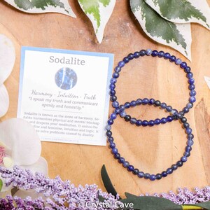 Sodalite Bracelet / Round Beads 4mm High Grade Quality Genuine Natural Gemstone Stone Beaded Jewelry Men Women Crystal Bead Gem Rock Blue