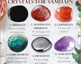 Crystals for Samhain / Black Obsidian Mahogany Obsidian Carnelian Labradorite Hematite Amethyst / Crystal Set Kit Gift Sabbat Witch