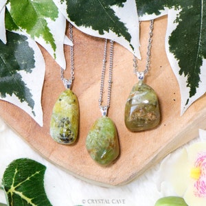 Green Opal Pendant Necklace Sterling Silver - 925 Stamped Eye Ring Raw Stone Crystal Jewelry Gemstone Gift for Her Him Women Men Chain
