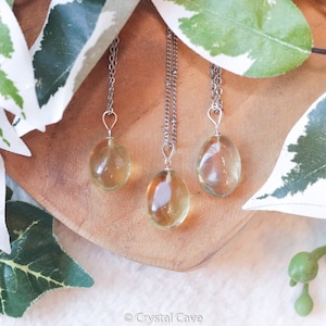 Citrine Silver Pendant - Sterling Silver 925 Necklace Ring Stone Crystal Jewelry Genuine Natural Gemstone - Gift Her Him Women Men Chain