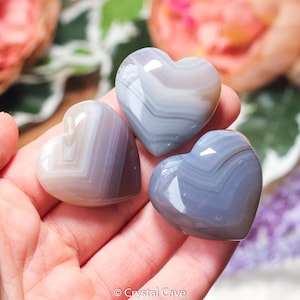 Corazón de ágata gris - Piedra preciosa de abrazo del corazón Dejar ir piedra Corte pulido Figura San Valentín Regalo del Día de la Madre Tallado en roca Avalonita