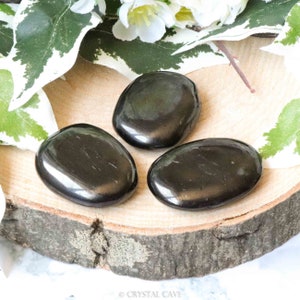 Jet Pocket Stone - Palm Stone - Hand Stone Cabochon Natural Polished Crystal Gemstone Flat Disk Tumbled Healing Worry Rock Slab Thumb