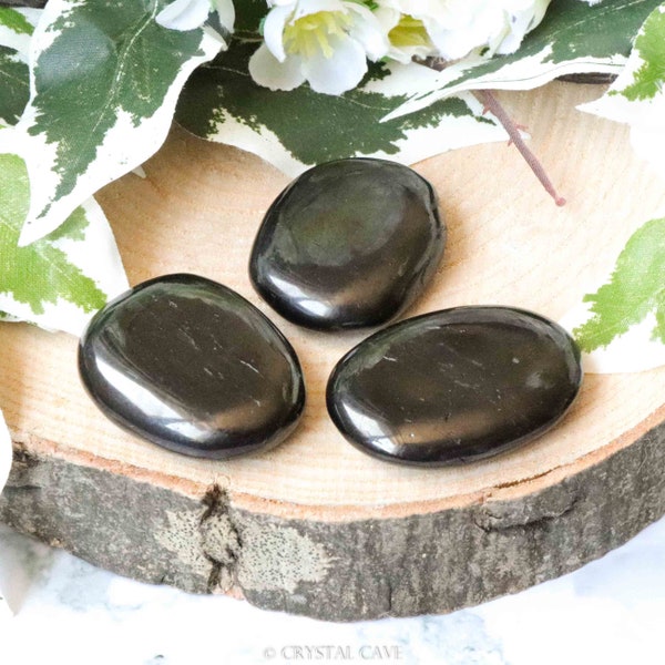 Git - Jet - Agate Pocket Stone - Palm Stone - Semi-remorque / Cabochon Handstone Poli Pierre Naturelle Pierre Précieuse Tumbled Flat Disc Thin