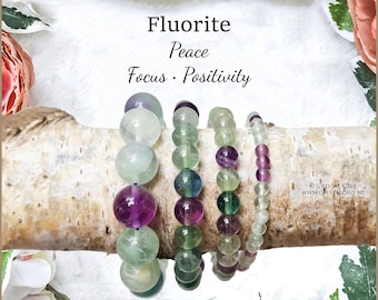 Fluorite Bracelet 4/6/8/10/12mm Round Beads High Grade Quality Genuine Natural Gemstone Stone Beaded Jewelry Men Women Crystal Bead Gem Rock
