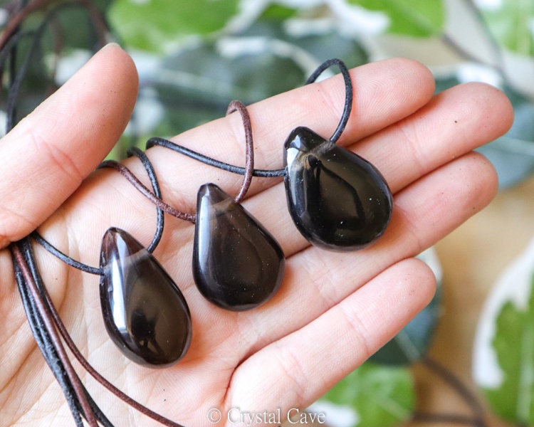 Apache Tears Obsidian Polished Necklace Pendant Drilled Jewelery Teardrop Rock Healing Bead Gemstone Grief Trauma Protection Etsy
