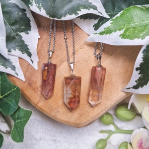 Amphibole Quartz Pendant Necklace - Silver Plated Eye Ring Raw Stone Crystal Jewelry Gemstone Gift Her Him Rock Women Men Chain Mineral