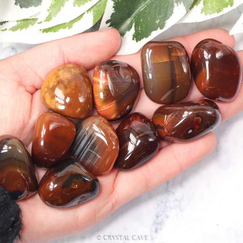 Brown Agate Crystal Tumbled Stone Polished Gemstone /comfort Grieving  Protection Grief Rock Pebble Smooth Gem Achat Natural Meaning Brazil 