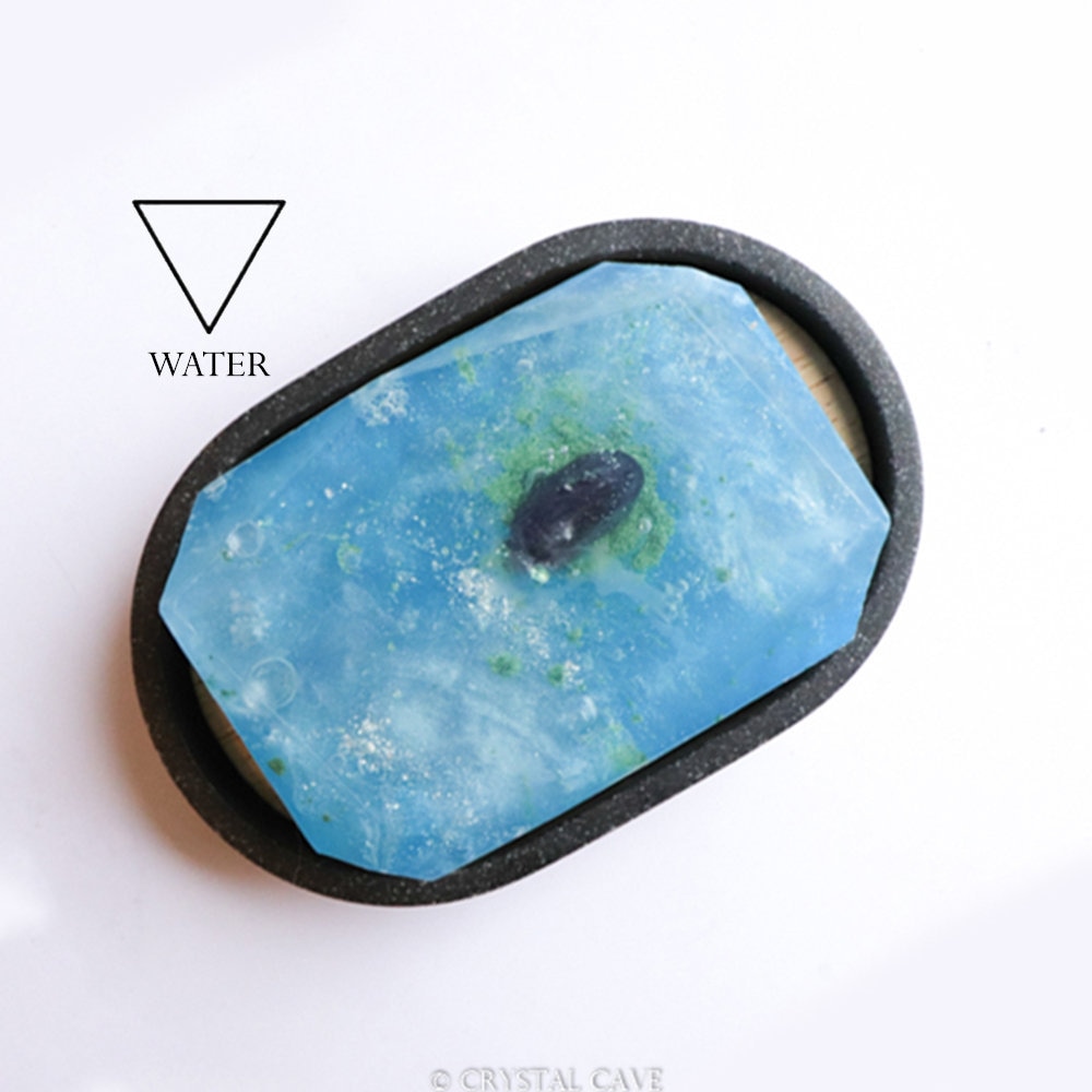 Element Water - Blue Aventurine Crystal Soap / Sandalwood Vanilla Scent / Gemstone Infused Indie Cosmetics Gift Birthday Vegan Cruelty Free