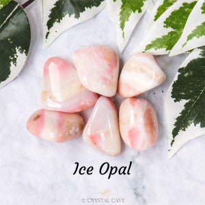 Opale di ghiaccio Pietra preziosa Pietra burattata Pietra coccola / Guarigione • Spiritualità • Lasciar andare / Pietra Lucida Cristallo Roccia Bianco Rosa America USA
