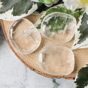 Optisk Kalcit Ficksten - Palmsten Överlägg Cabochon Handsten Polerad Natursten Ädelsten Gossten Skiva Platt Trumlad Sten bild 2