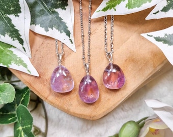 Ametrine Pendant Necklace 925 Sterling Silver / Jewelry Gift Box Crystal Card Present for Him Her / Real Gemstone Natural Stone Gold Chain