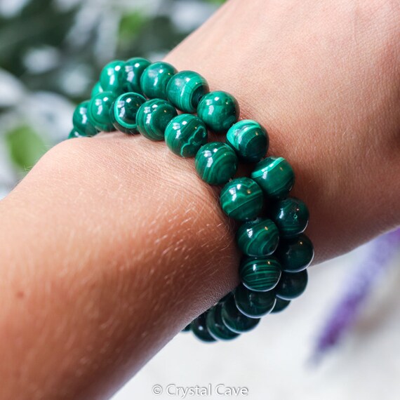 Bracciale Malachite 8 mm, Bracciale in pietra fatto a mano