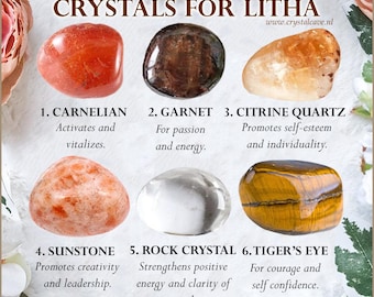 Crystals for Litha / Carnelian Garnet Citrine Quartz Sunstone Clear Quartz Tiger's Eye / Crystal Set Kit Gift Sabbat Witch Wheel of the Year