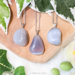Grey Agate Pendant Necklace - Sterling Silver 925 Stamped Eye Ring Raw Stone Crystal Jewelry Gemstone Gift Her Him Rock Women Men Avalonite