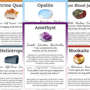 158 Digital Crystal Cards - Informative Cards About Gemstones - Mineral Pictures Powers, Meaning and Affirmation Spiritual Images Collecting